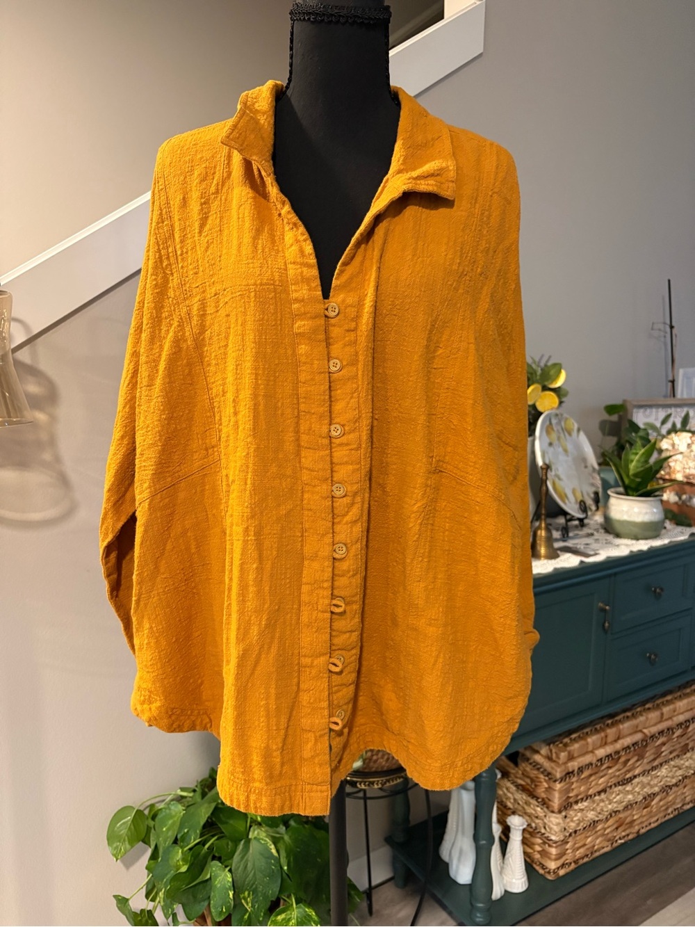 Relaxed Mustard Button-Down Shirt
